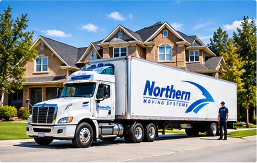 Northern Moving Systems truck outside a family home